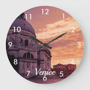 Sonnenuntergang über der Basilika von Venedig Große Wanduhr