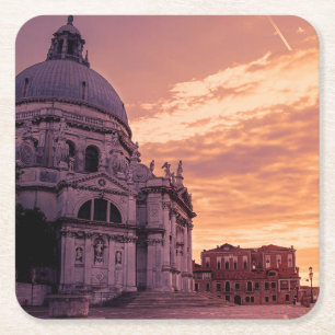 Sonnenuntergang über der Basilika von Venedig Rechteckiger Pappuntersetzer