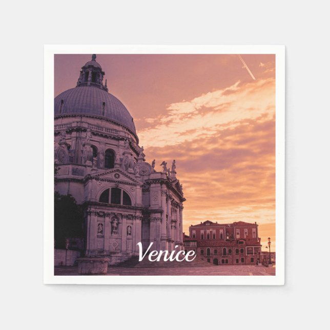 Sonnenuntergang über der Basilika von Venedig Serviette (Vorderseite)