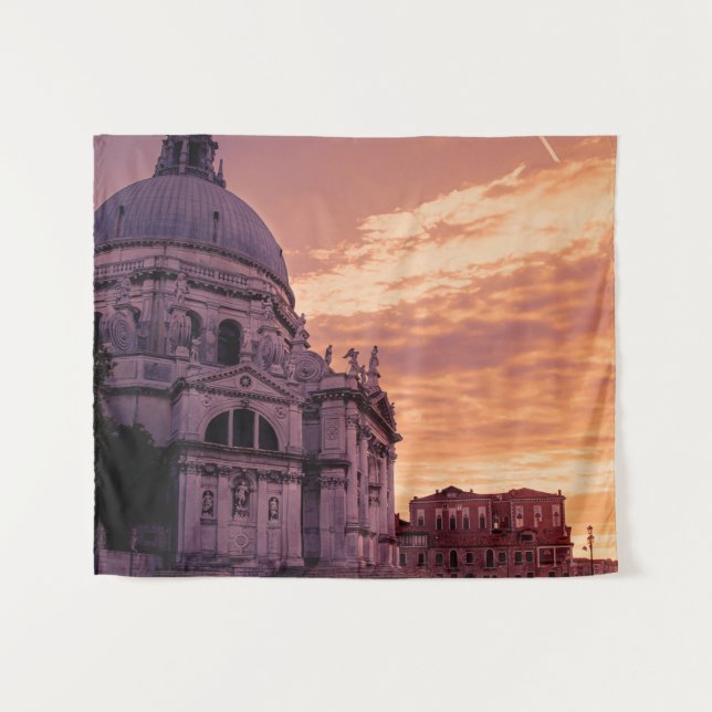 Sonnenuntergang über der Basilika von Venedig Wandteppich (Vorderseite (Horizontal))
