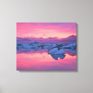 Sonnenuntergang über der Gletscherlagune Jökulsárl Leinwanddruck