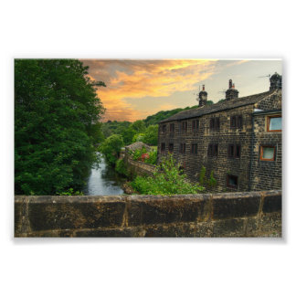 Sonnenuntergang über der Hawksclough-Brücke, Mytho Fotodruck