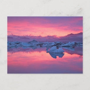 Sonnenuntergang über der Jokulsarlon Glacier Lagoo Postkarte