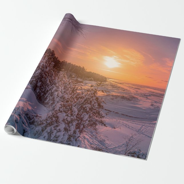 Sonnenuntergang über der Schneeküste Geschenkpapier (Ungerollt)