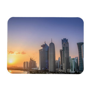Sonnenuntergang über der Stadt Doha, Katar Magnet