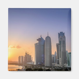 Sonnenuntergang über der Stadt Doha, Katar Magnet