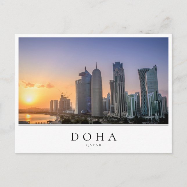 Sonnenuntergang über der Stadt Doha, Katar Postkarte (Vorderseite)