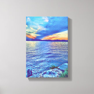 Sonnenuntergang über der Tappan Zee Bridge New Yor Leinwanddruck