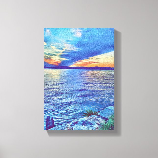 Sonnenuntergang über der Tappan Zee Bridge New Yor Leinwanddruck (Vorderseite)