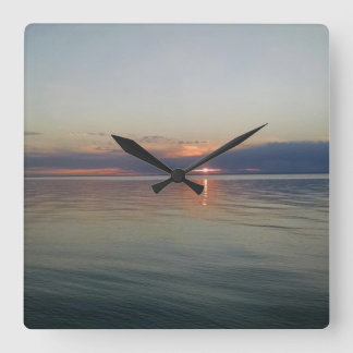 Sonnenuntergang über der Wasser-Uhr Quadratische Wanduhr