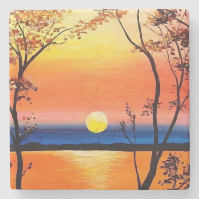 Sonnenuntergang über der Wasserkunst Steinuntersetzer (Vorderseite)