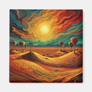 Sonnenuntergang über der Wüstenlandschaft 4 Magnet