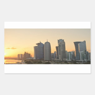 Sonnenuntergang über Doha, Qatar rechteckiger Aufkleber