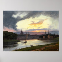 Sonnenuntergang über Dresden (Vintage Stadtlandsch