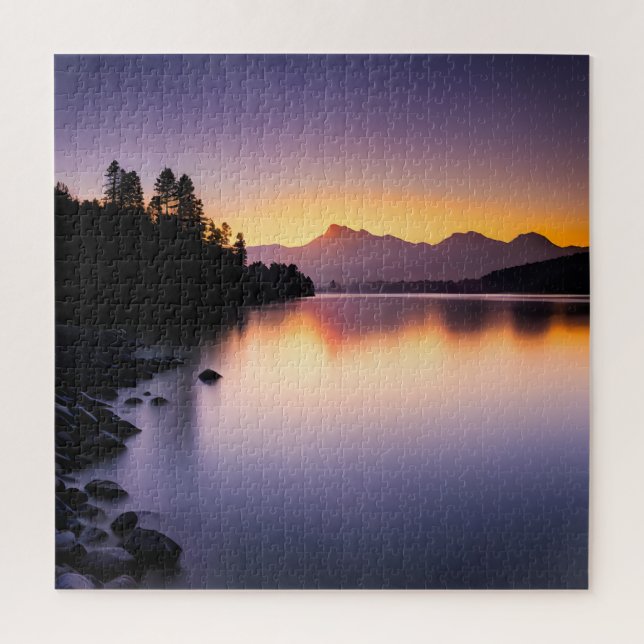 Sonnenuntergang über einem See Puzzle (Vertikal)