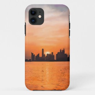 Sonnenuntergang über einer Küstenstadt - Aquarell Case-Mate iPhone Hülle