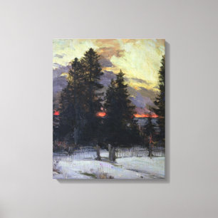 Sonnenuntergang über einer Winterlandschaft, c.190 Leinwanddruck