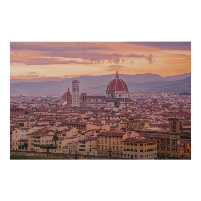 Sonnenuntergang über Florenz, Italien Fotodruck (Vorne)