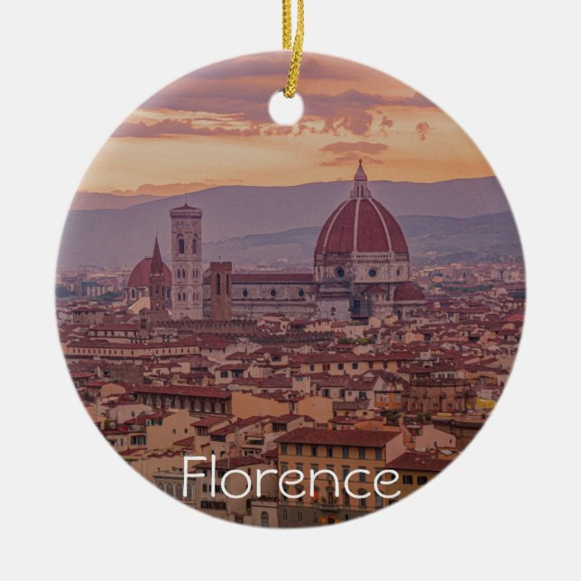 Sonnenuntergang über Florenz, Italien Keramik Ornament (Vorne)