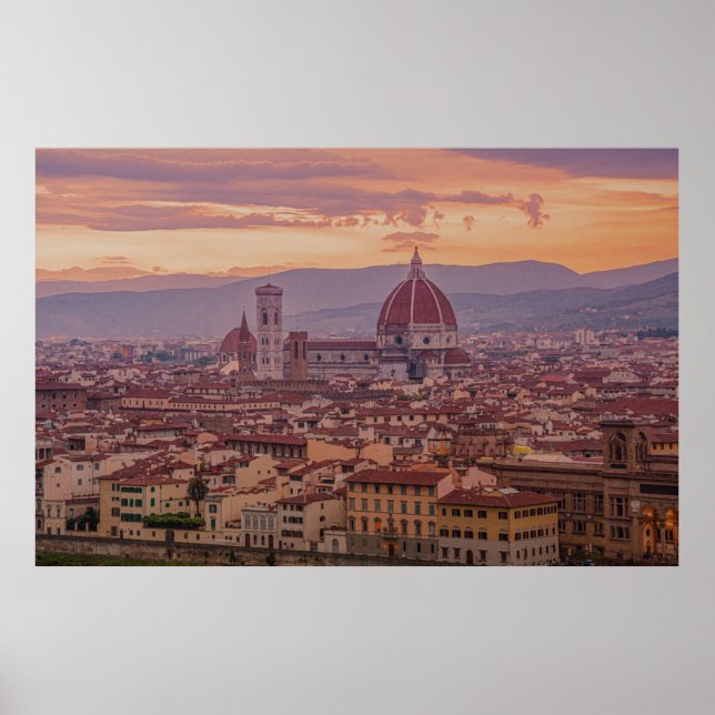 Sonnenuntergang über Florenz, Italien Poster (Vorne)