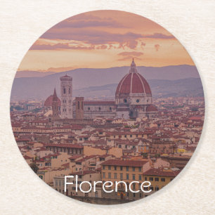 Sonnenuntergang über Florenz, Italien Runder Pappuntersetzer