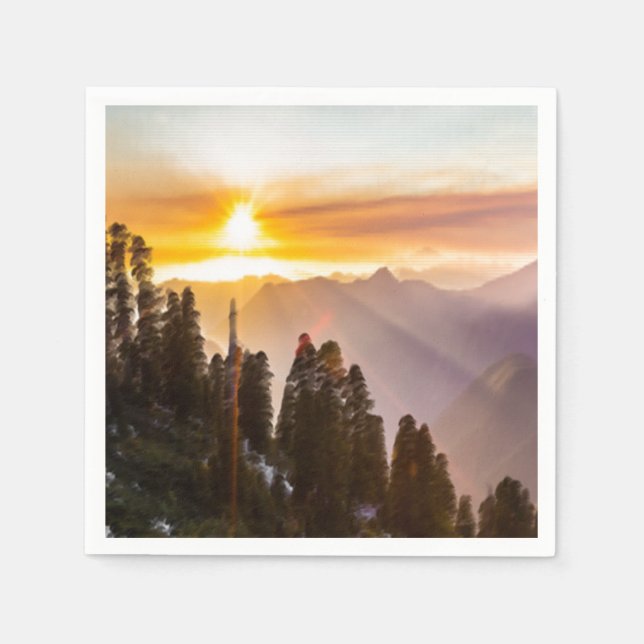 Sonnenuntergang über Foto Serviette (Vorderseite)