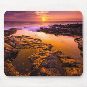 Sonnenuntergang über Gezeitenbecken, Hawaii Mousepad