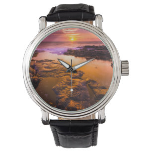 Sonnenuntergang über Gezeitentümpeln, Hawaii Armbanduhr
