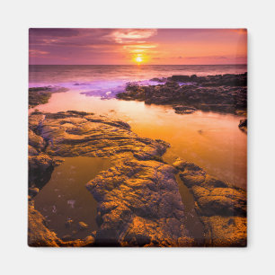 Sonnenuntergang über Gezeitentümpeln, Hawaii Magnet