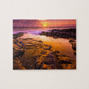 Sonnenuntergang über Gezeitentümpeln, Hawaii Puzzle