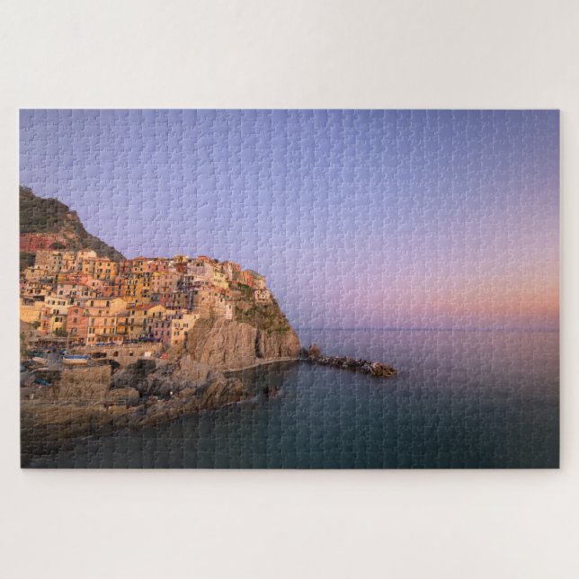 Sonnenuntergang über Manarola Dorf in Cinque Terre Puzzle (Horizontal)