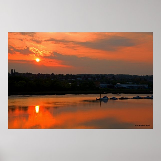 Sonnenuntergang über Medway Print Poster (Vorne)
