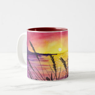 Sonnenuntergang über Meeresfarbe Zweifarbige Tasse