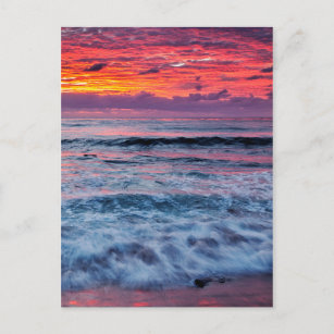 Sonnenuntergang über Meereswellen, Kalifornien Postkarte