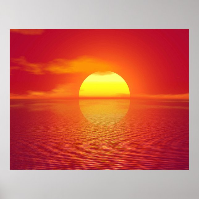 Sonnenuntergang über Orange Sea Calm Poster (Vorne)