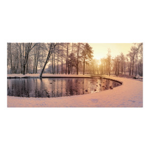 Sonnenuntergang über Park mit einem kleinen eisige Fotodruck