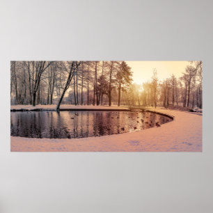 Sonnenuntergang über Park mit einem kleinen eisige Poster