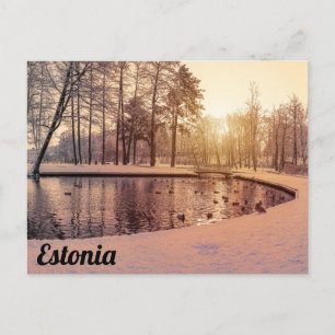 Sonnenuntergang über Park mit einem kleinen eisige Postkarte