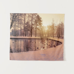 Sonnenuntergang über Park mit einem kleinen eisige Wandteppich