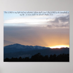 Sonnenuntergang über Pike's Peak - Psalm 27:1 Poster