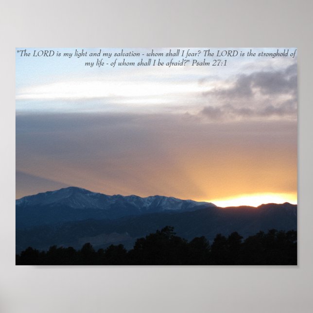 Sonnenuntergang über Pike's Peak - Psalm 27:1 Poster (Vorne)