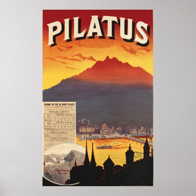 Sonnenuntergang über Pilatus, Schweiz Poster (Vorne)