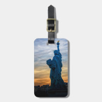 Sonnenuntergang über Replik der Freiheitsstatue in