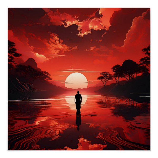 Sonnenuntergang über ruhigen Gewässern - Reflektio Poster (Vorderseite)