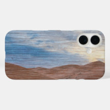 Sonnenuntergang über Sanddünen auf Holzkorn Foto