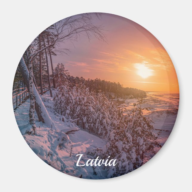 Sonnenuntergang über Schnee-Küste-Magnet Magnet (Vorne)