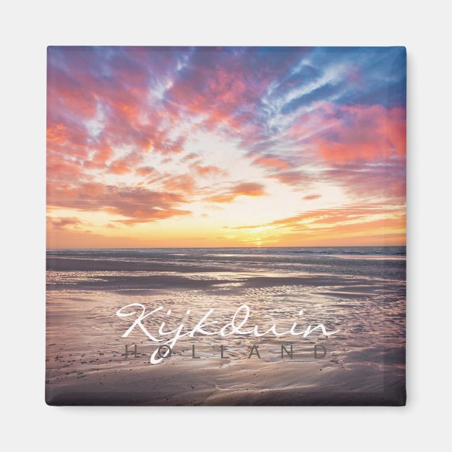 Sonnenuntergang über Strand und Meer Magnet (Vorne)