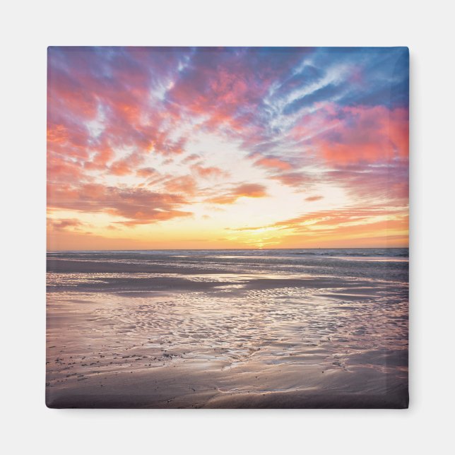 Sonnenuntergang über Strand und Meer Magnet (Vorne)