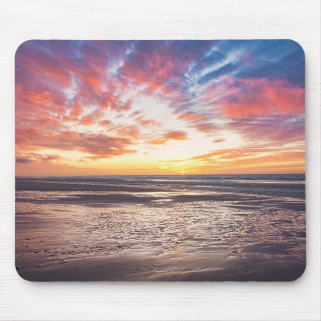 Sonnenuntergang über Strand und Meer Mousepad (Vorne)
