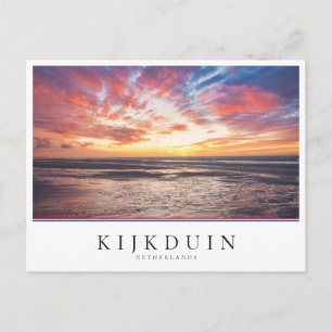 Sonnenuntergang über Strand und Meer Postkarte